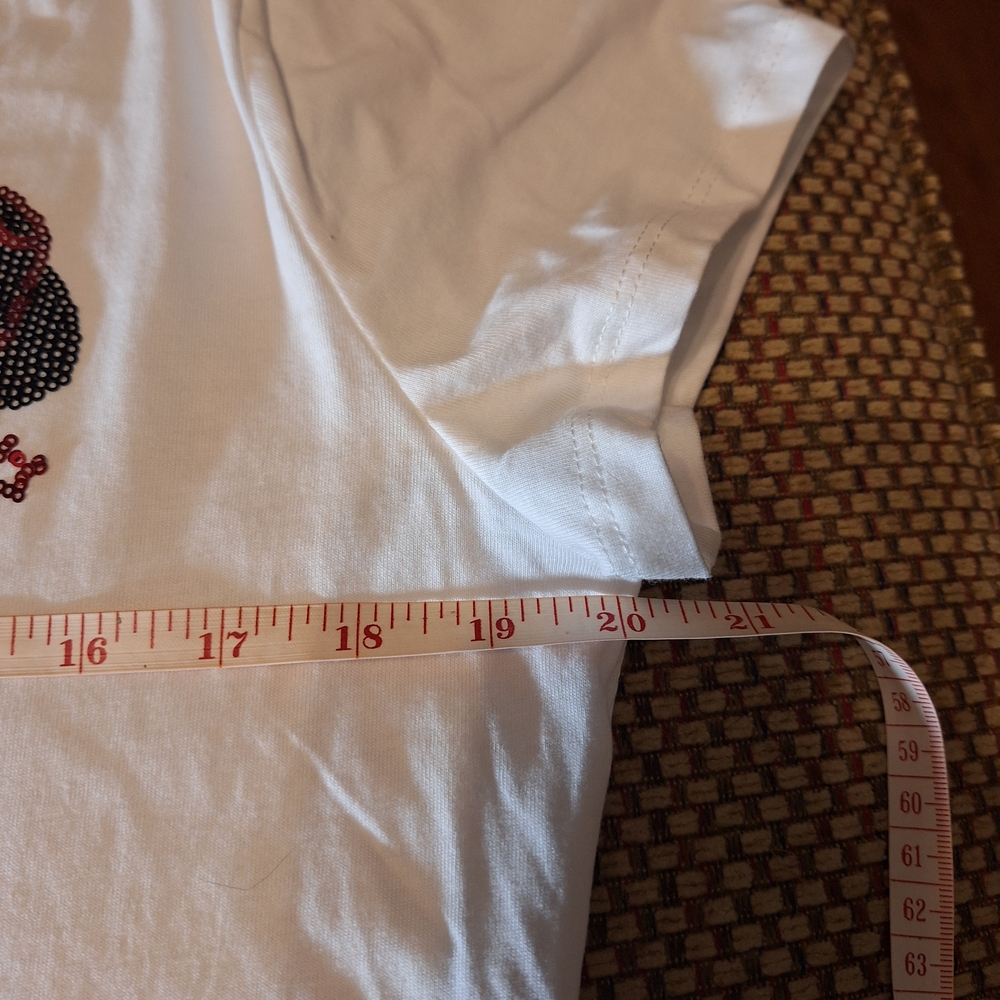 Blue B Collection Women's White Short Sleeve Tee With Vibrant Sequin & Fringe - Picture 8 of 15